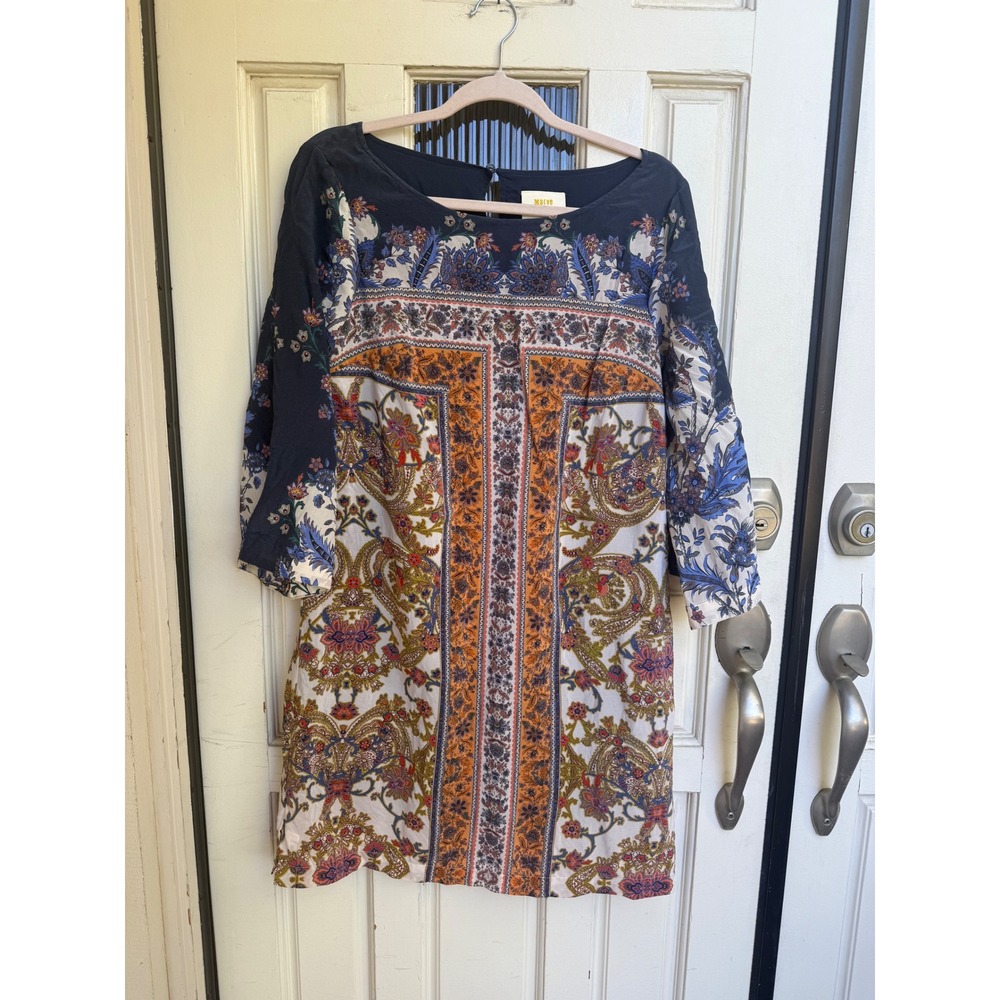 Maeve by Anthropologie‎ Silk Boho Paisley Print Dress Size 8